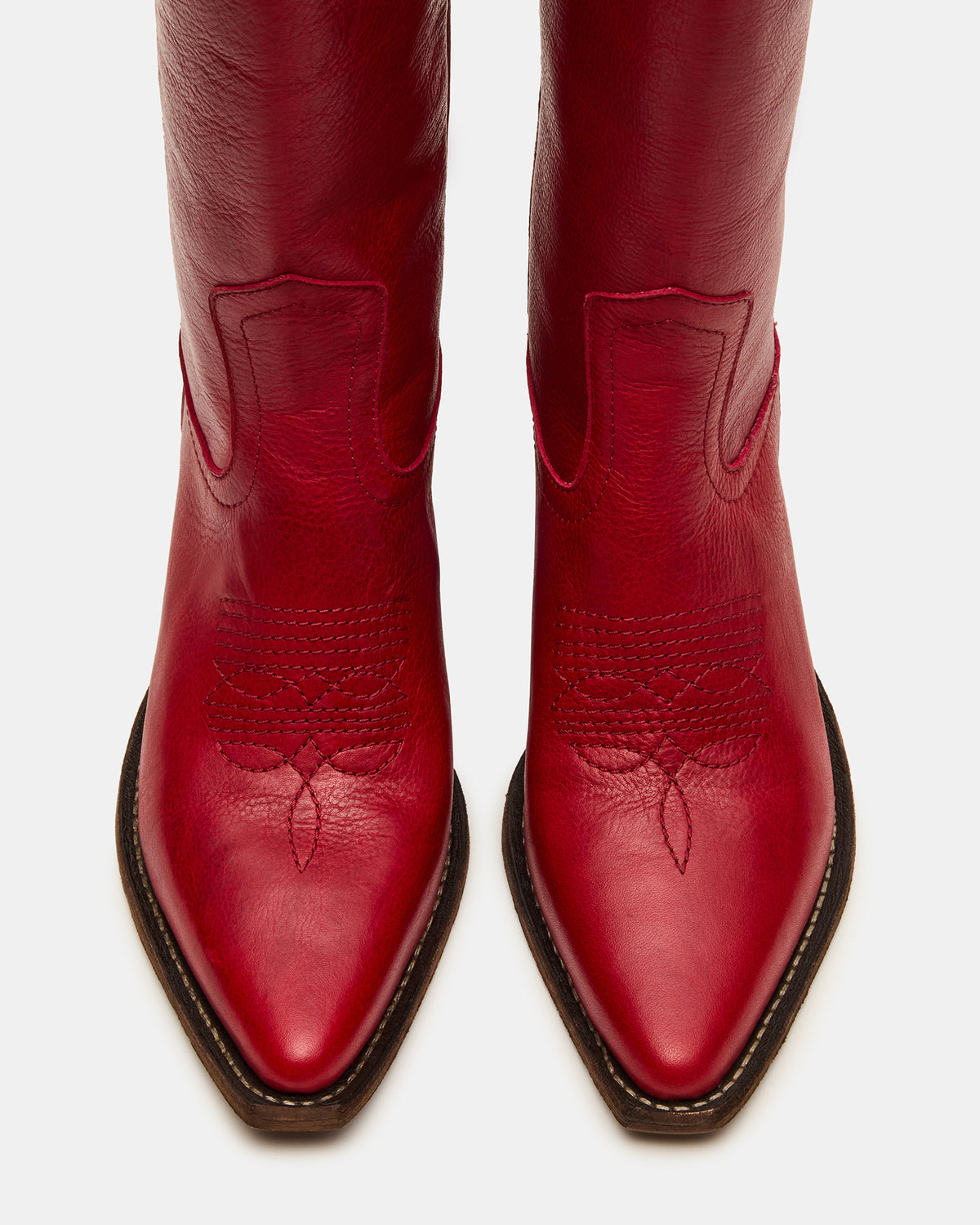 ALBANY Red Leather Pointed-Toe Women's Western Boot | Steve Madden