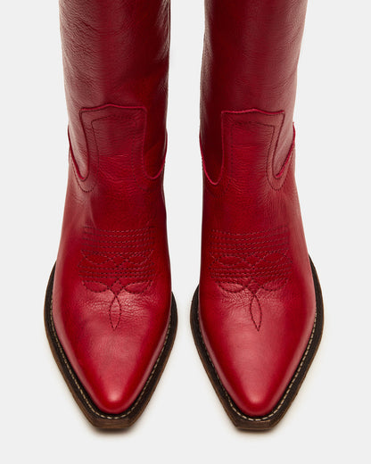 ALBANY Red Leather Pointed-Toe Women's Western Boot | Steve Madden
