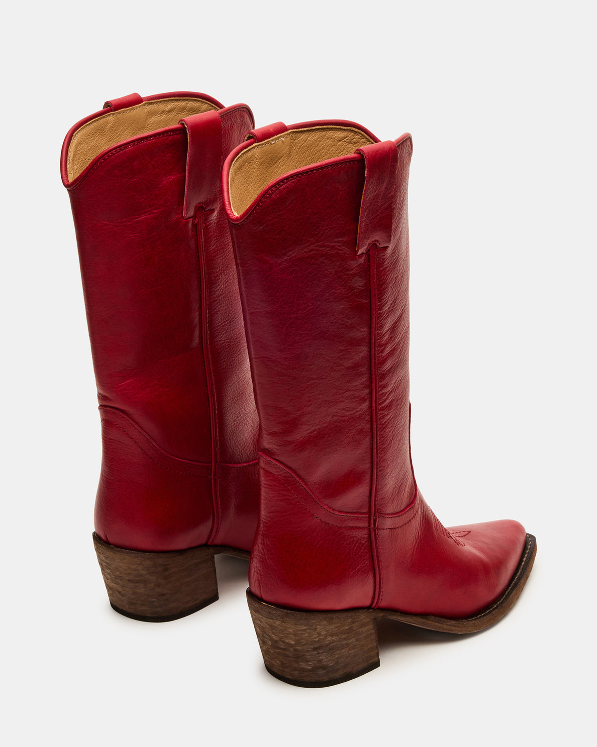 ALBANY Red Leather Pointed-Toe Women's Western Boot | Steve Madden