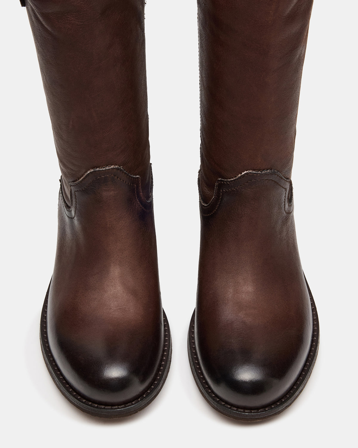 RUBEN Brown Leather Rounded Toe Women's Boot | Steve Madden