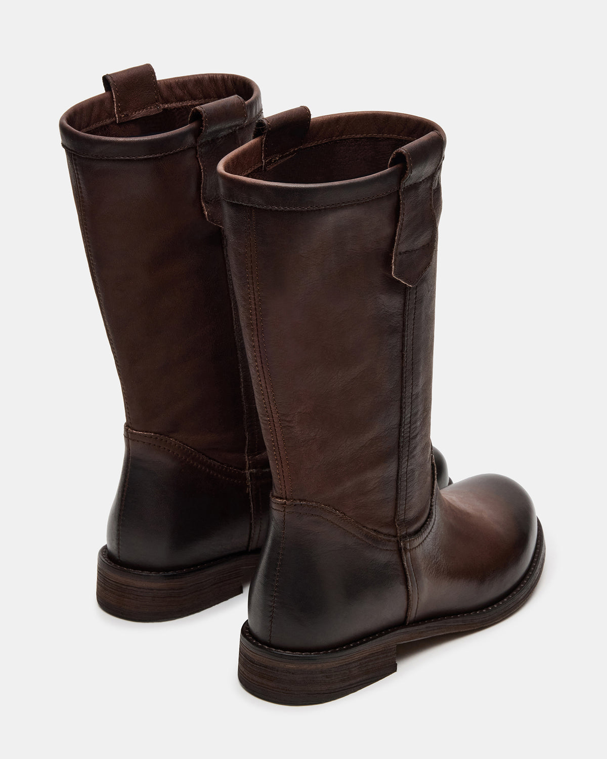 RUBEN Brown Leather Rounded Toe Women's Boot | Steve Madden