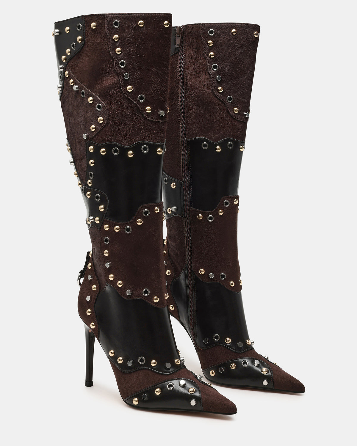 REVIVE Brown Multi Wide Calf Pointed-Toe Knee-High Stiletto Women's Boot | Steve Madden