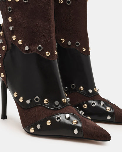 REVIVE Brown Multi Wide Calf Pointed-Toe Knee-High Stiletto Women's Boot | Steve Madden