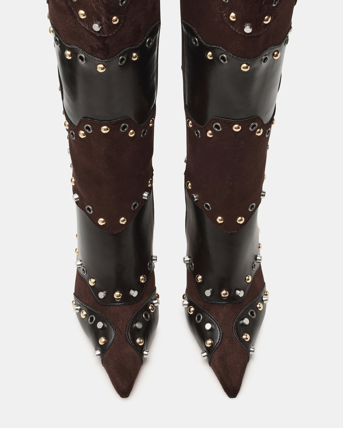 REVIVE Brown Multi Wide Calf Pointed-Toe Knee-High Stiletto Women's Boot | Steve Madden