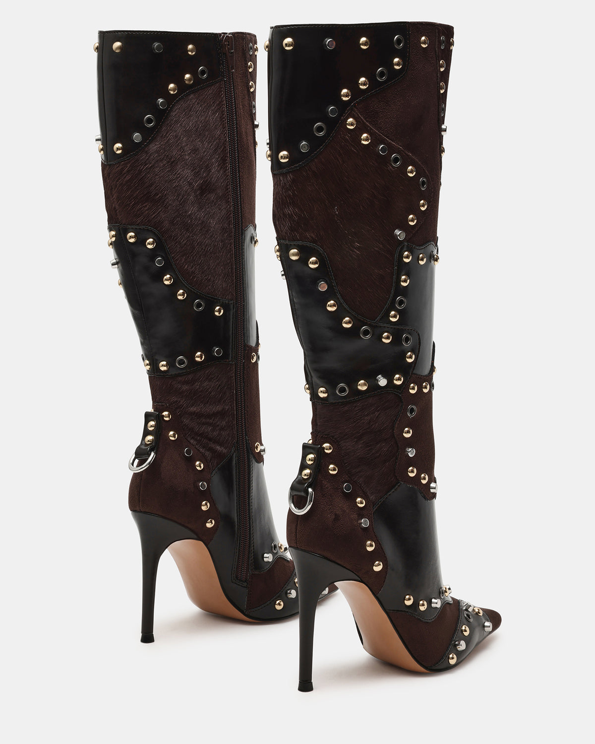 REVIVE Brown Multi Wide Calf Pointed-Toe Knee-High Stiletto Women's Boot | Steve Madden