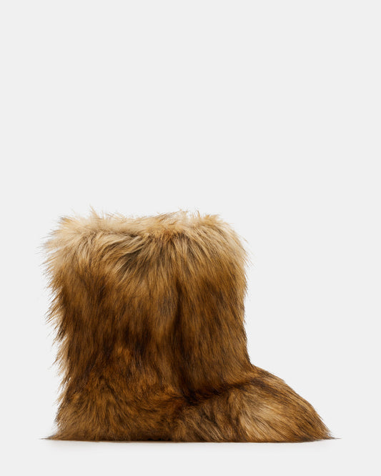 BEASTIE Tan Multi Women's Faux Fur Bootie | Steve Madden