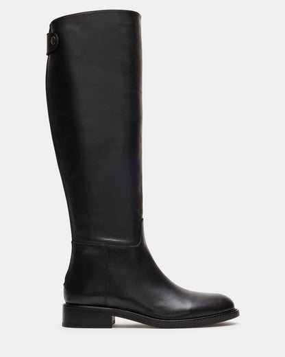 BEREN Black Leather Knee-High Women's Riding Boot | Steve Madden