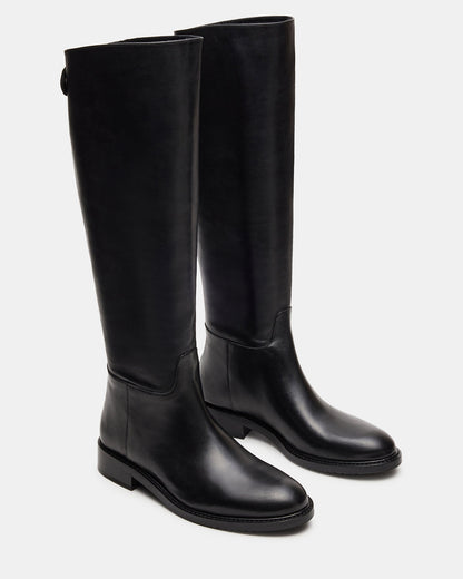 BEREN Black Leather Knee-High Women's Riding Boot | Steve Madden