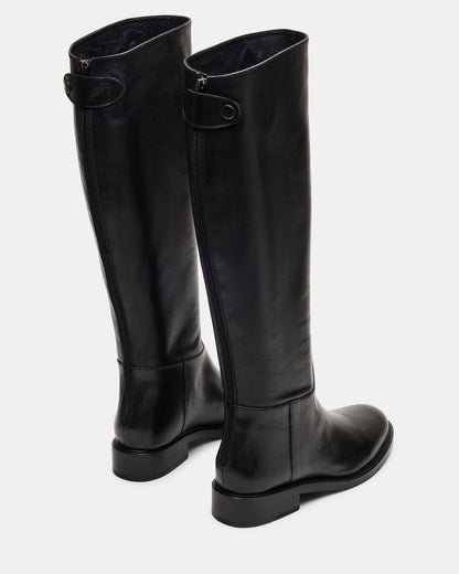 BEREN Black Leather Knee-High Women's Riding Boot | Steve Madden