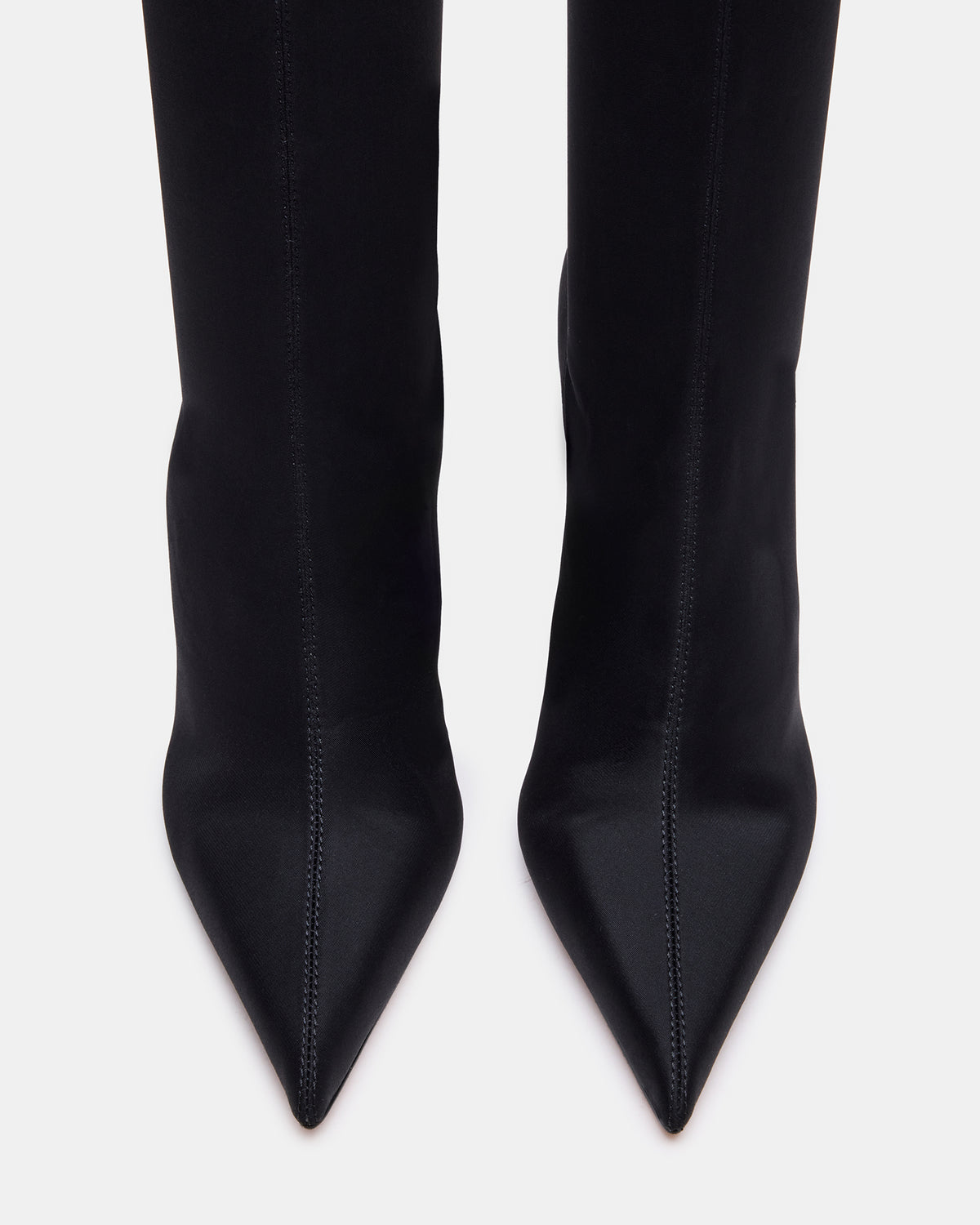 MIDNITE Black Pointed-Toe Stiletto Heel Sock Women's Ankle Boot | Steve Madden