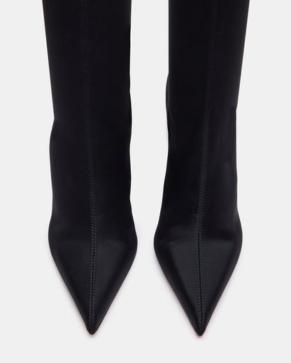 MIDNITE Black Pointed-Toe Stiletto Heel Sock Women's Ankle Boot | Steve Madden