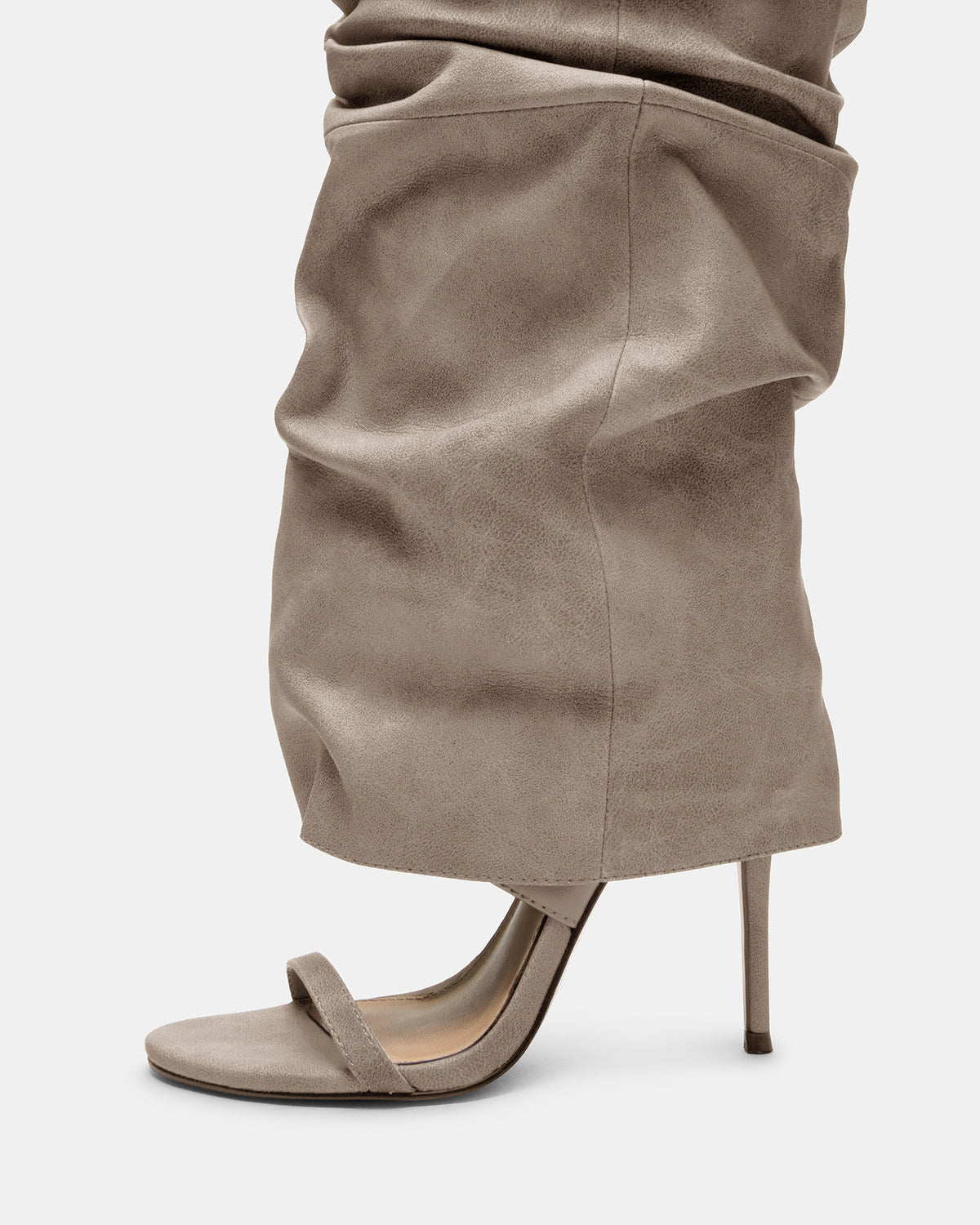 RAVINE Grey Distressed Women's Knee-High Cuffed Stiletto Heel Boot | Steve Madden