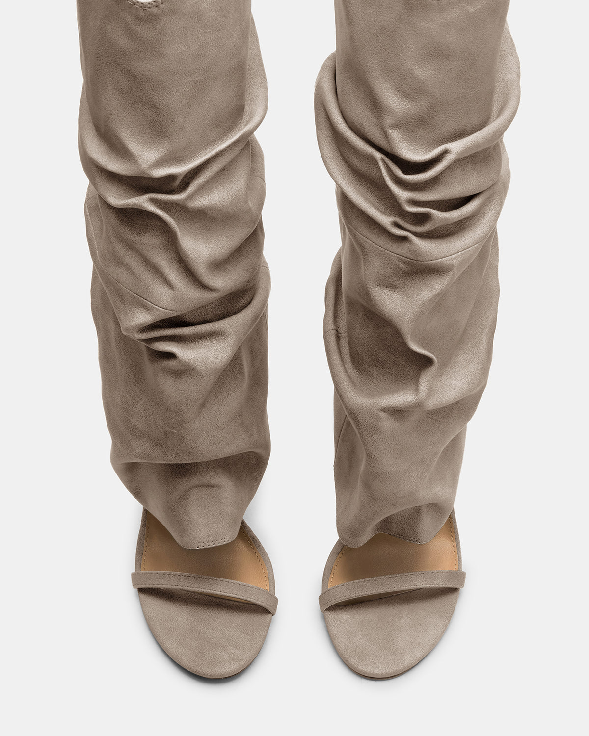 RAVINE Grey Distressed Women's Knee-High Cuffed Stiletto Heel Boot | Steve Madden