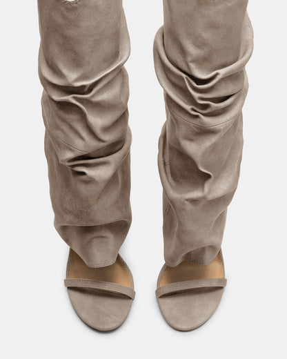 RAVINE Grey Distressed Women's Knee-High Cuffed Stiletto Heel Boot | Steve Madden