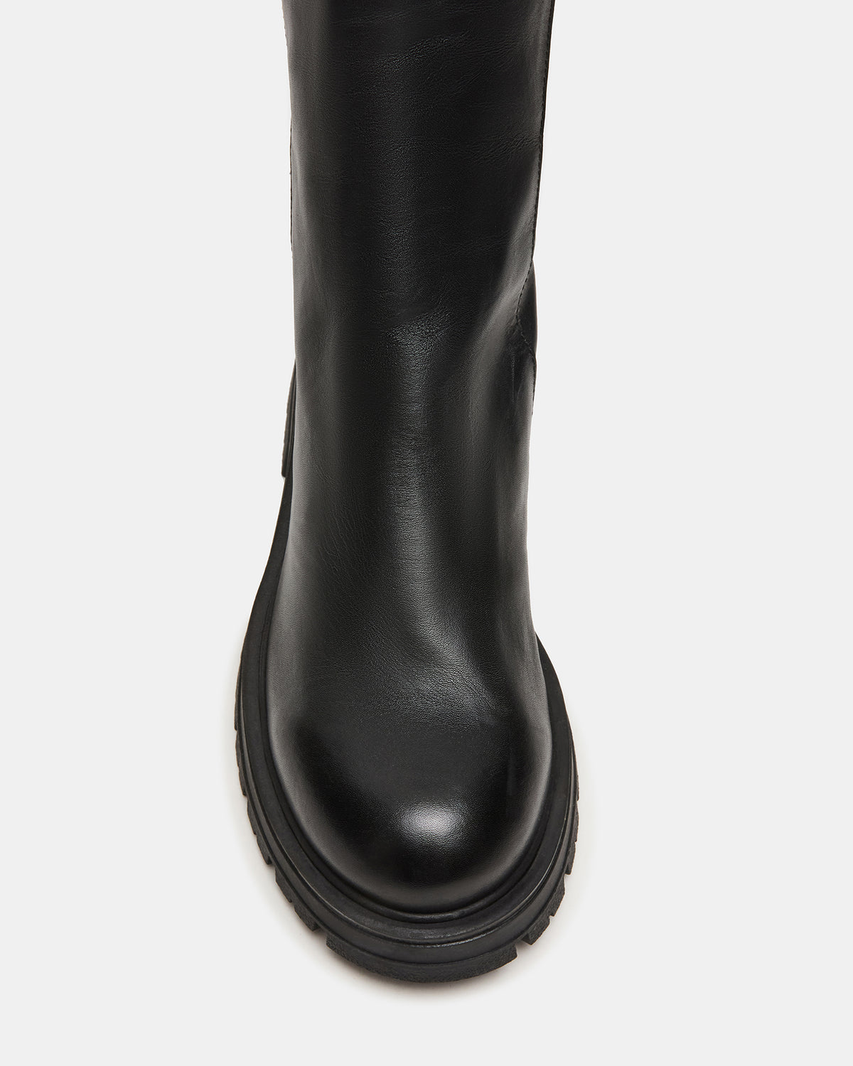 LAMI Black Leather Lug Sole Women's Ankle Boot | Steve Madden