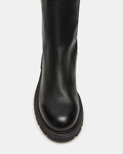 LAMI Black Leather Lug Sole Women's Ankle Boot | Steve Madden
