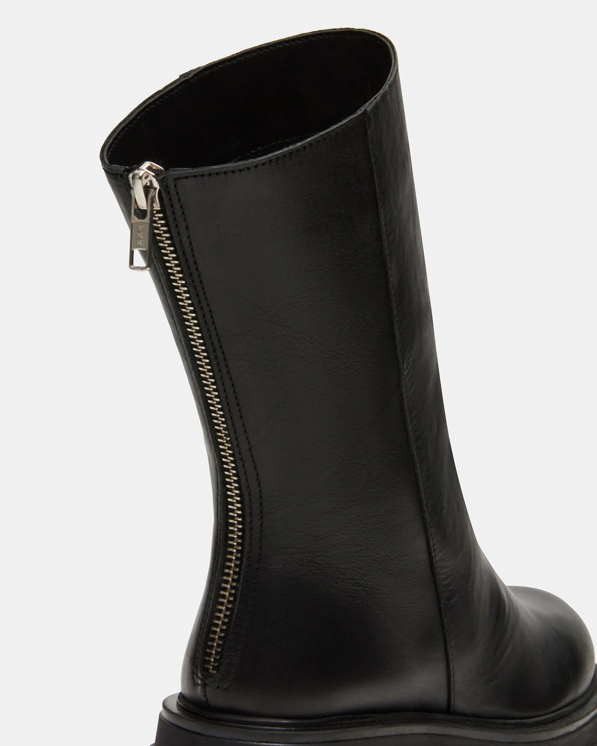 LAMI Black Leather Lug Sole Women's Ankle Boot | Steve Madden