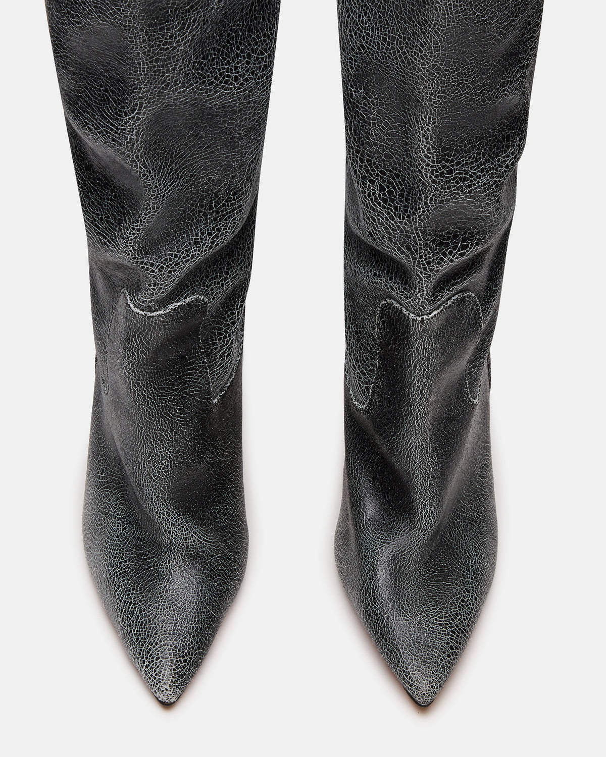 BADDIE Black Distressed Over-The-Knee Moto Women's Boot | Steve Madden