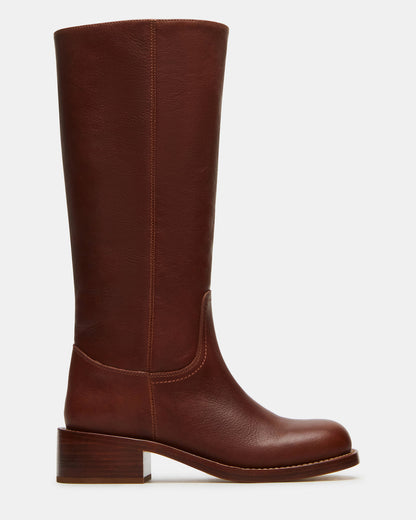 RIGGS Rust Leather Wide Calf Square-Toe Women's Boot | Steve Madden