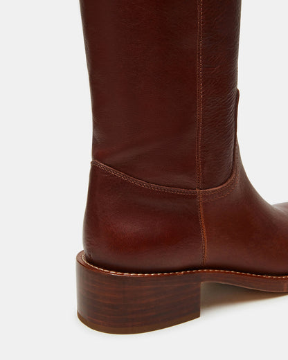 RIGGS Rust Leather Wide Calf Square-Toe Women's Boot | Steve Madden