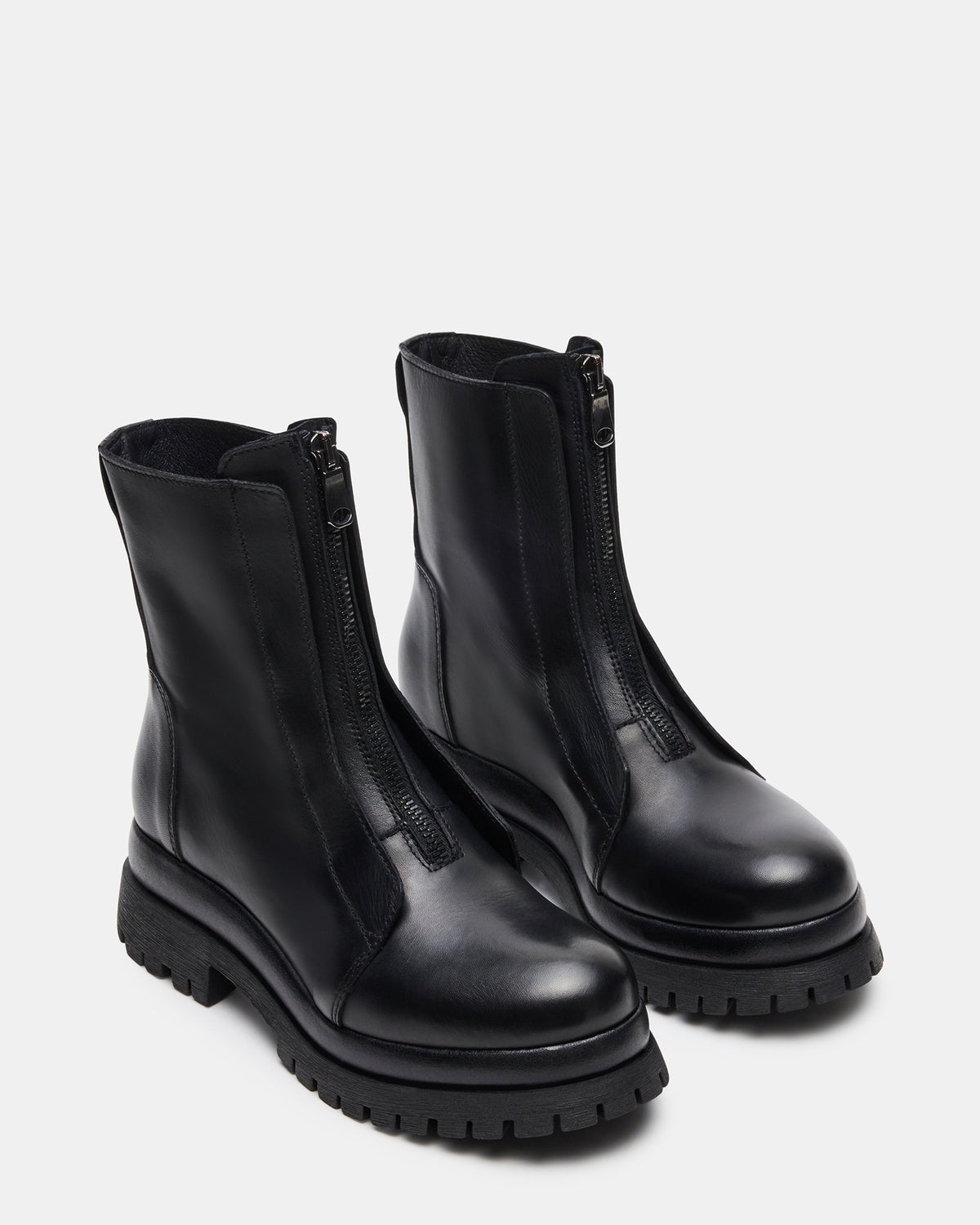 MILTON Black Leather Moto Women's Ankle Boot | Steve Madden