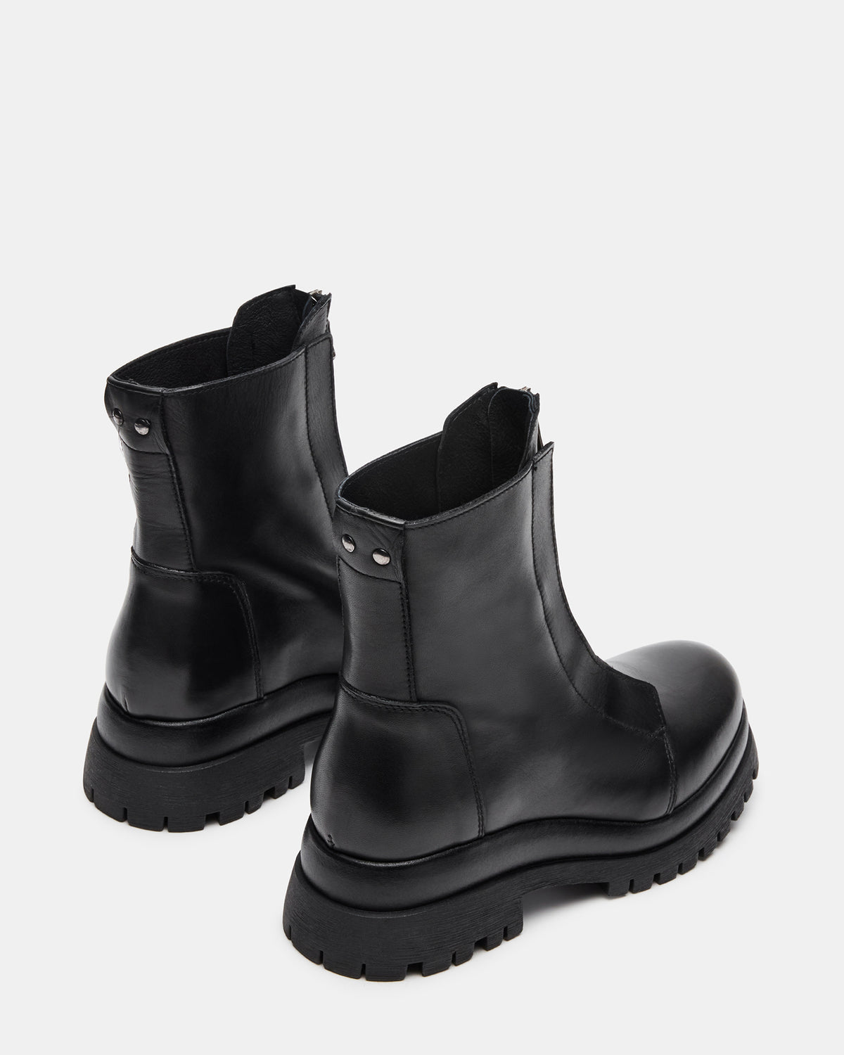 MILTON Black Leather Moto Women's Ankle Boot | Steve Madden