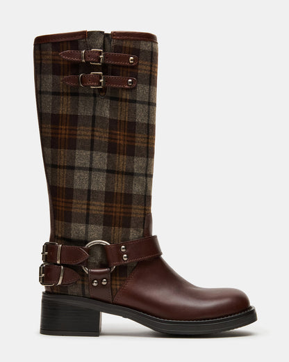 ASTOR Flannel Brown Multi Knee-High Women's Boot | Steve Madden