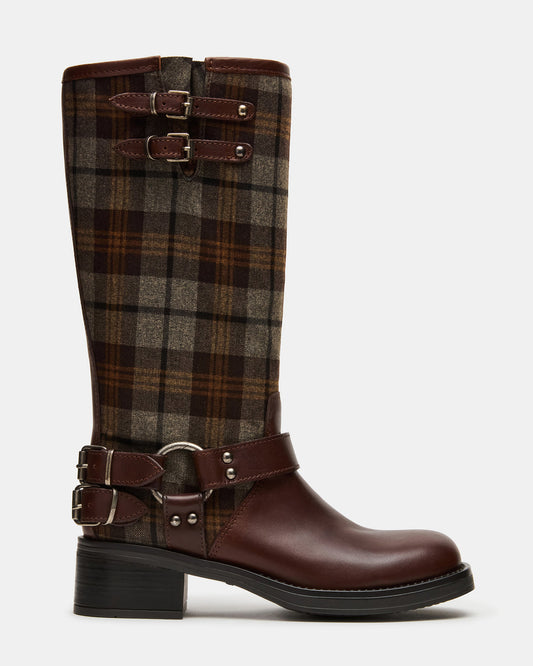 ASTOR Flannel Brown Multi Knee-High Women's Boot | Steve Madden