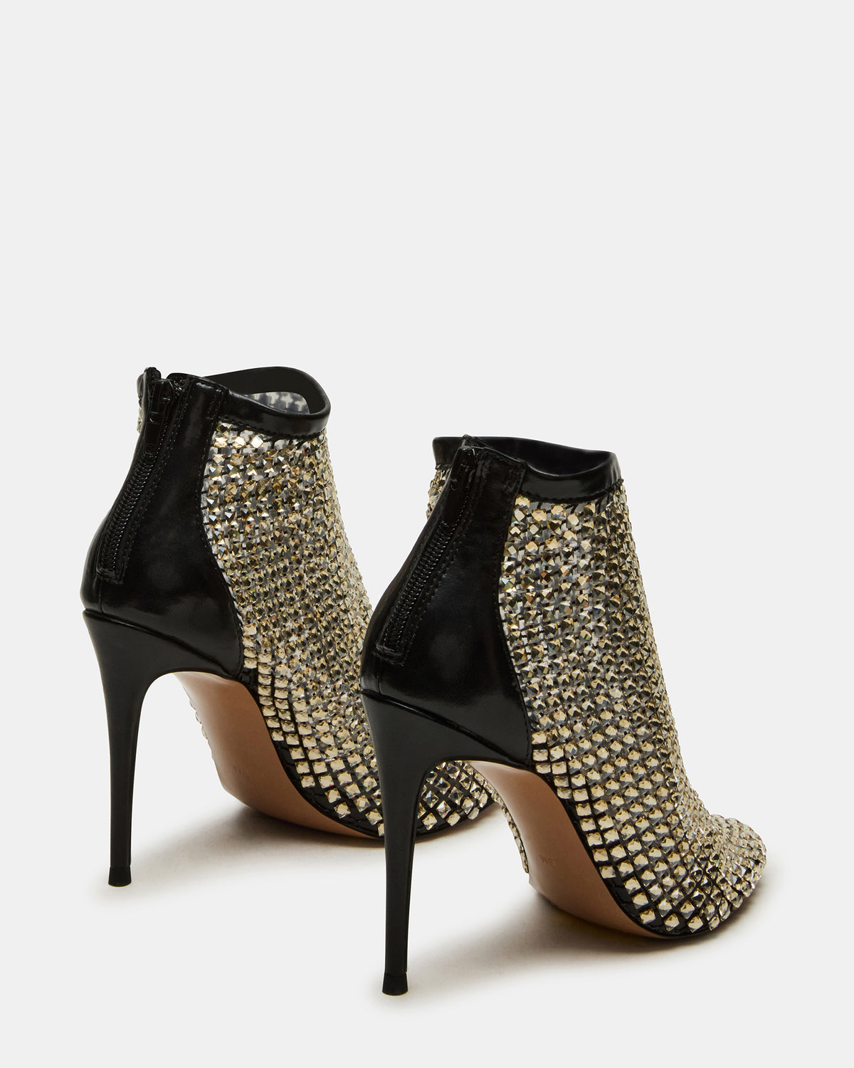 DANCIN Gold Multi Stiletto Heeled Mesh Rhinestone Women's Ankle Boot | Steve Madden