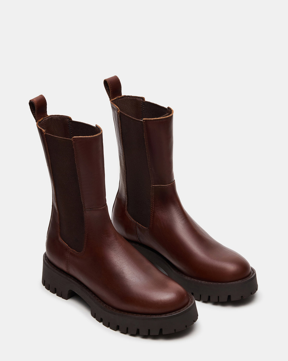 LOWA Brown Leather Lug Chelsea Platform Women's Ankle Boot | Steve Madden