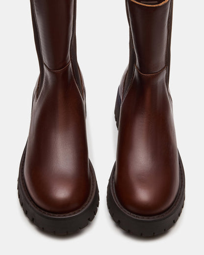LOWA Brown Leather Lug Chelsea Platform Women's Ankle Boot | Steve Madden