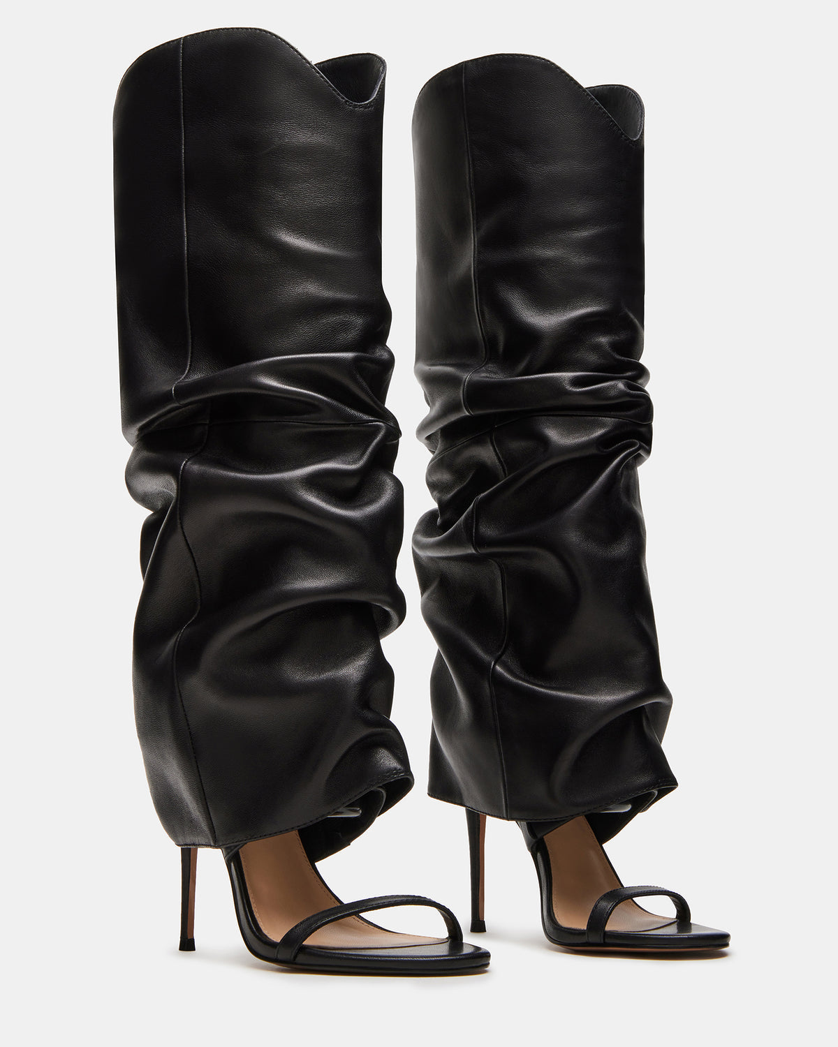 RAVINE Black Knee-High Cuffed Stiletto Heel Women's Boot | Steve Madden