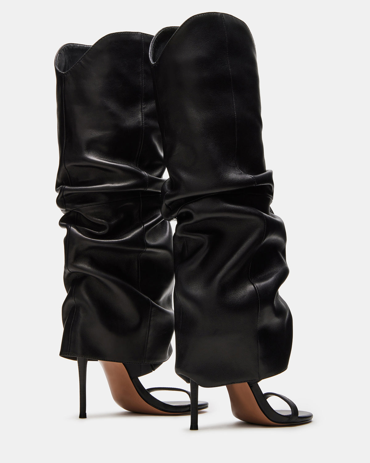 RAVINE Black Knee-High Cuffed Stiletto Heel Women's Boot | Steve Madden