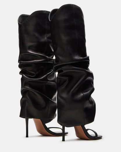 RAVINE Black Knee-High Cuffed Stiletto Heel Women's Boot | Steve Madden