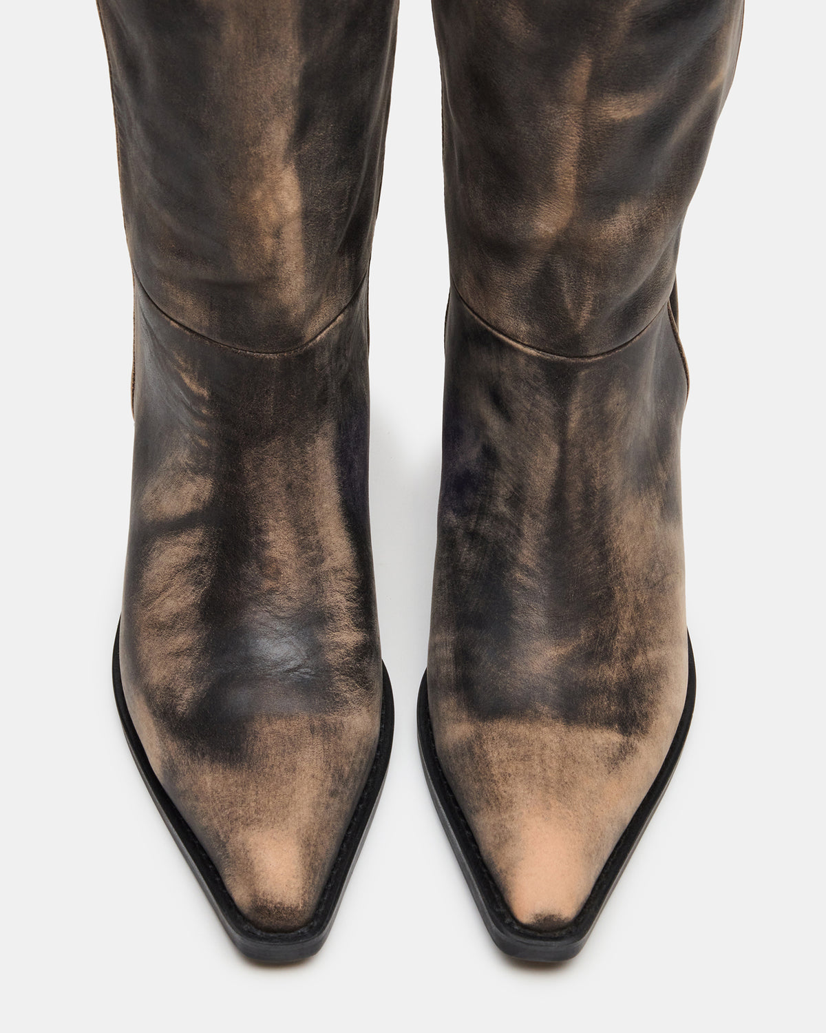 RAPTOR Black Distressed Pointed-Toe Block Heel Western Women's Boot | Steve Madden