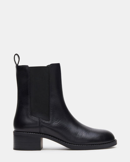 KAPLAN Black Leather Chelsea Block Heel Women's Ankle Boot | Steve Madden