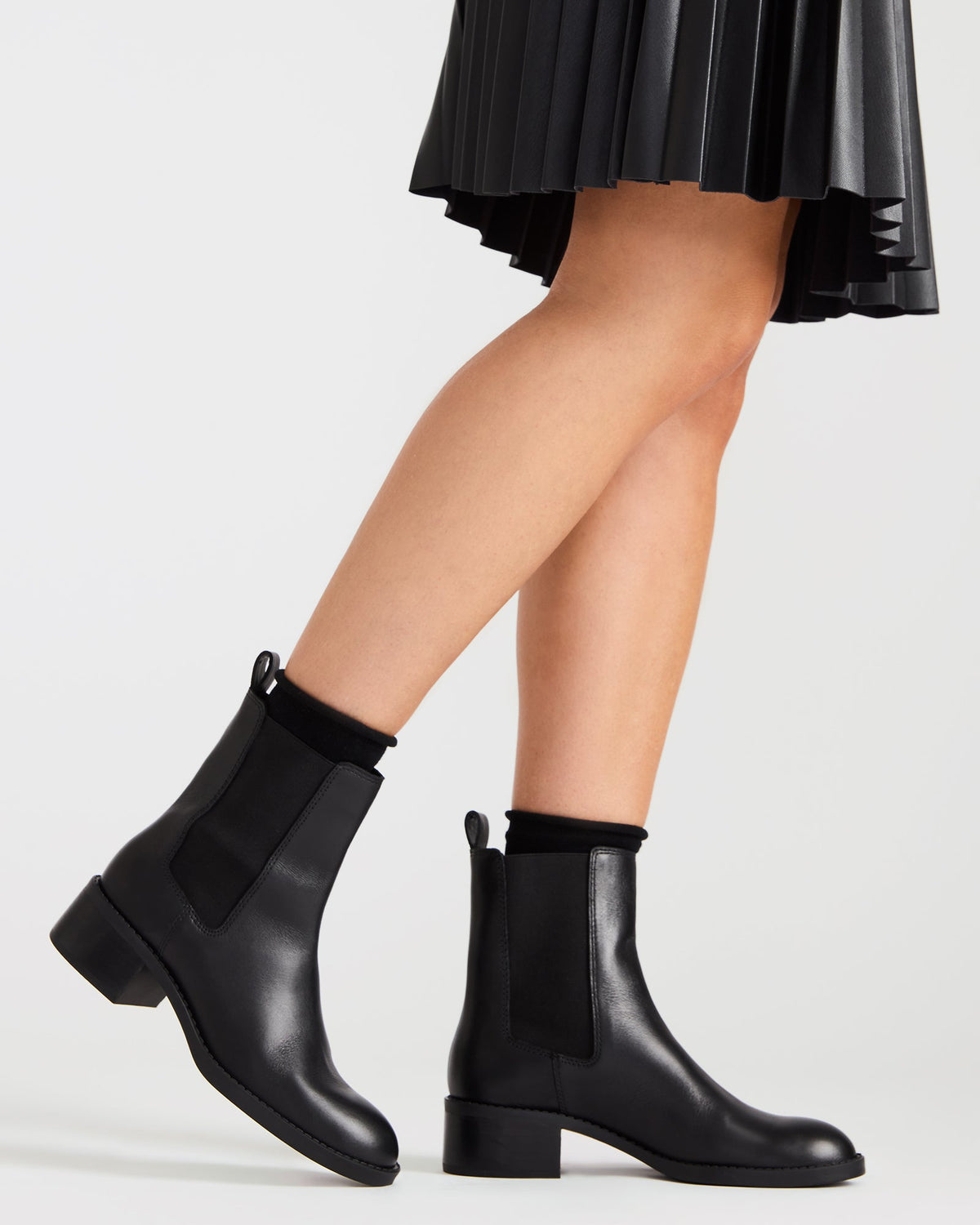 KAPLAN Black Leather Chelsea Block Heel Women's Ankle Boot | Steve Madden