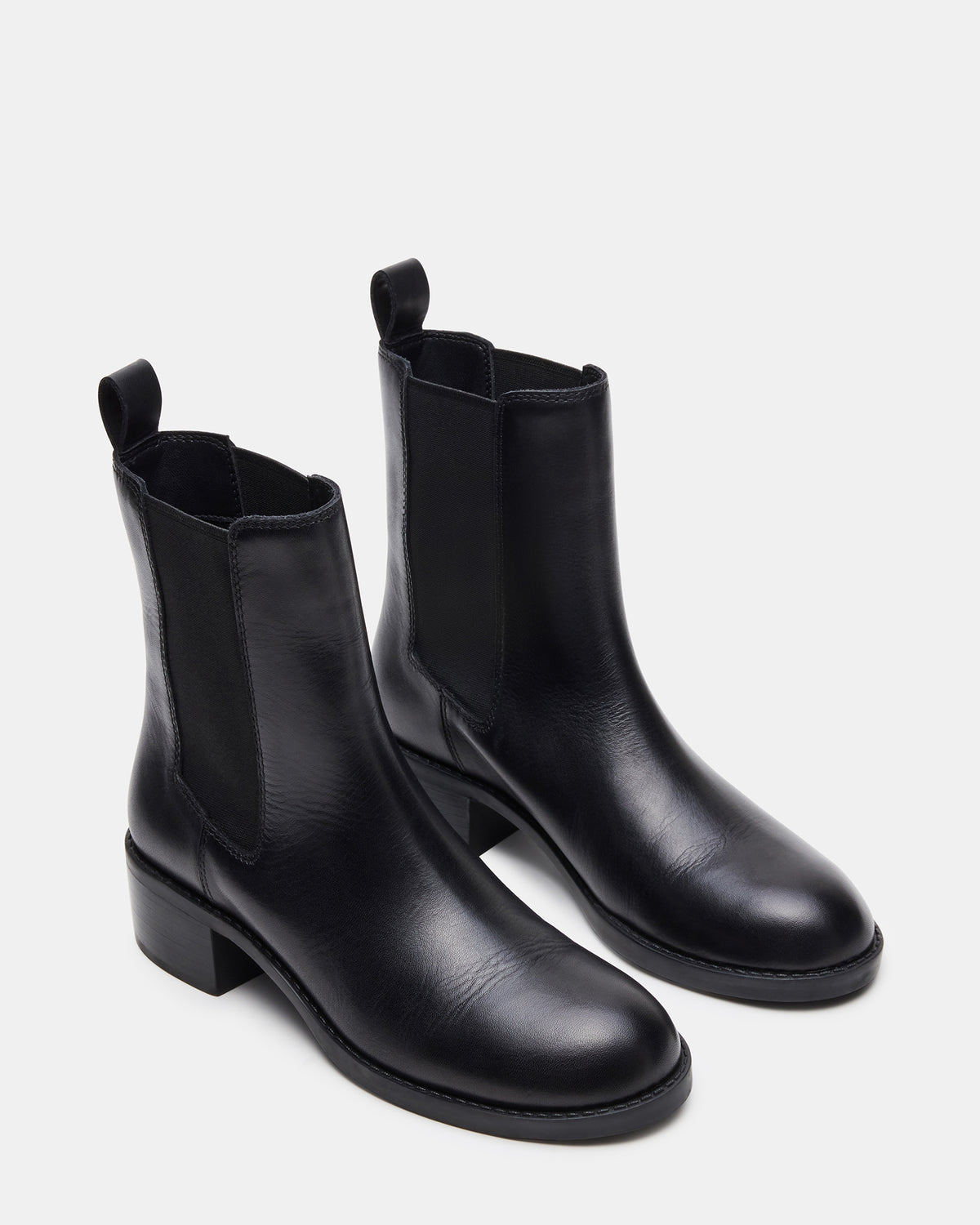 KAPLAN Black Leather Chelsea Block Heel Women's Ankle Boot | Steve Madden