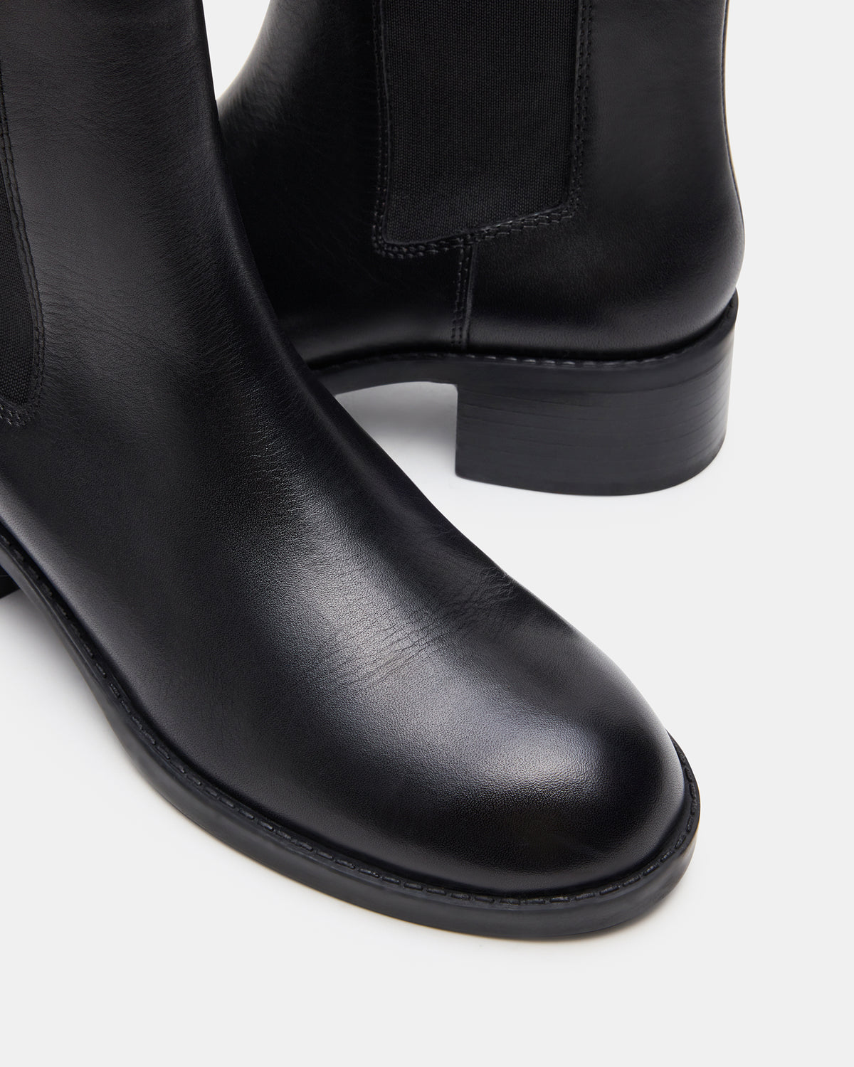 KAPLAN Black Leather Chelsea Block Heel Women's Ankle Boot | Steve Madden