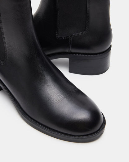 KAPLAN Black Leather Chelsea Block Heel Women's Ankle Boot | Steve Madden