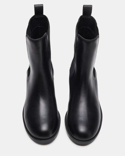 KAPLAN Black Leather Chelsea Block Heel Women's Ankle Boot | Steve Madden
