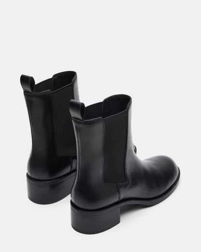 KAPLAN Black Leather Chelsea Block Heel Women's Ankle Boot | Steve Madden