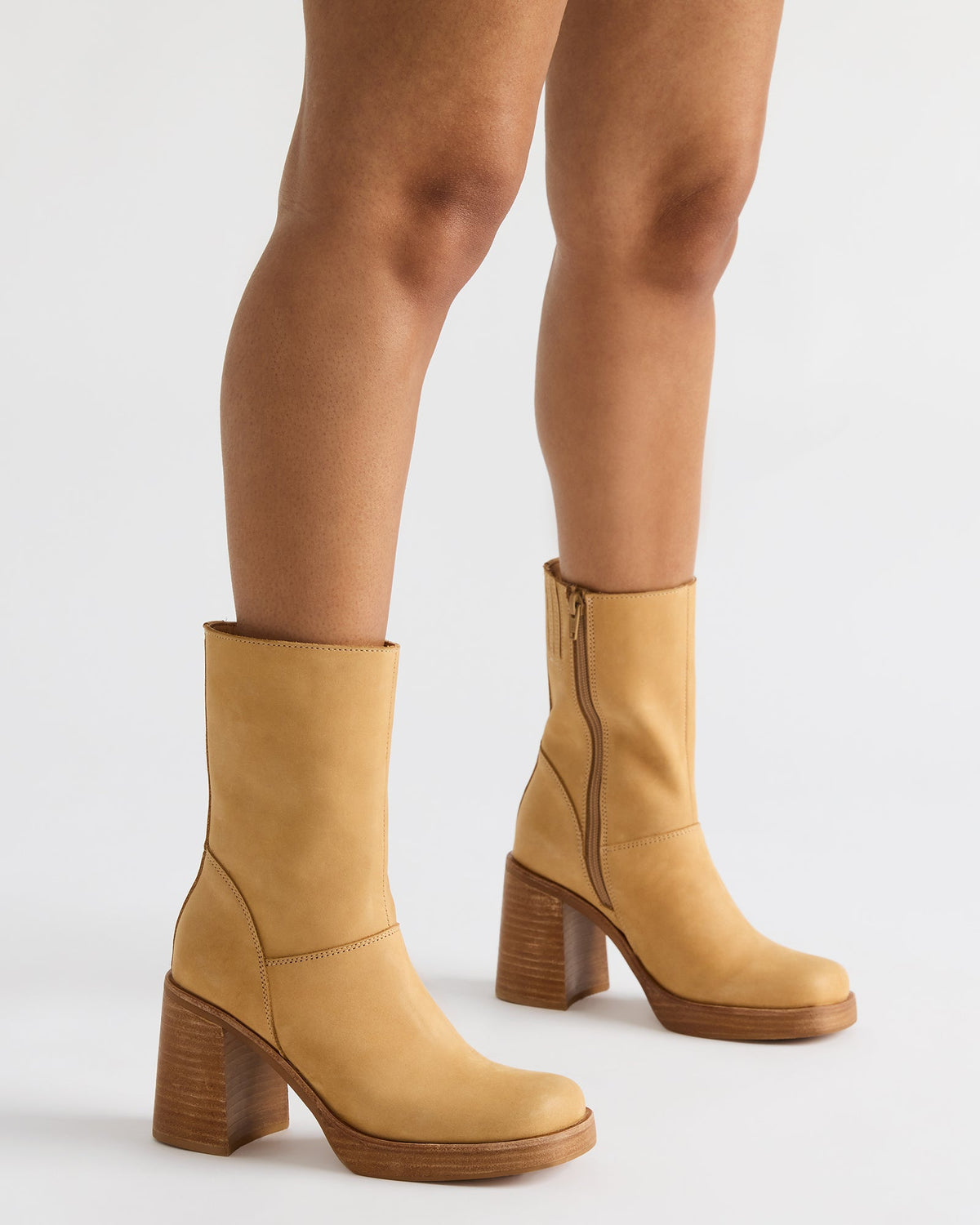 FUSION Banana Leather Square-Toe Block Heel Women's Ankle Boot | Steve Madden