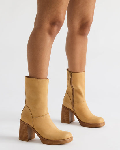 FUSION Banana Leather Square-Toe Block Heel Women's Ankle Boot | Steve Madden