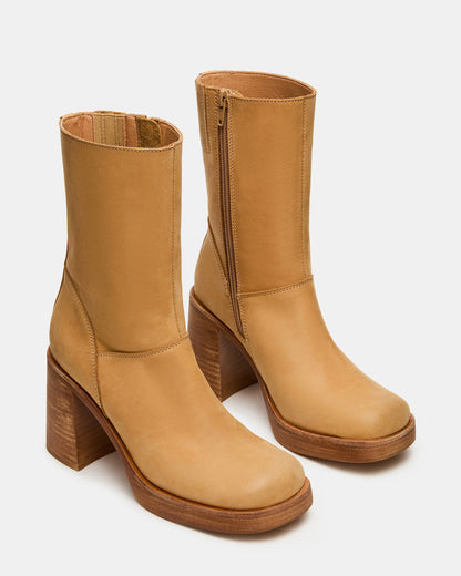 FUSION Banana Leather Square-Toe Block Heel Women's Ankle Boot | Steve Madden