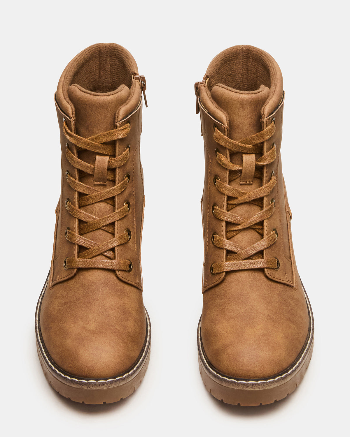 TUFF Taupe Lace-Up Block Heel Women's Ankle Boot | Steve Madden