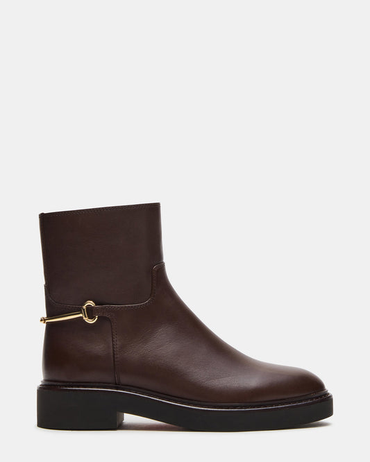 DIABLO Brown Leather Women's Ankle Boot | Steve Madden
