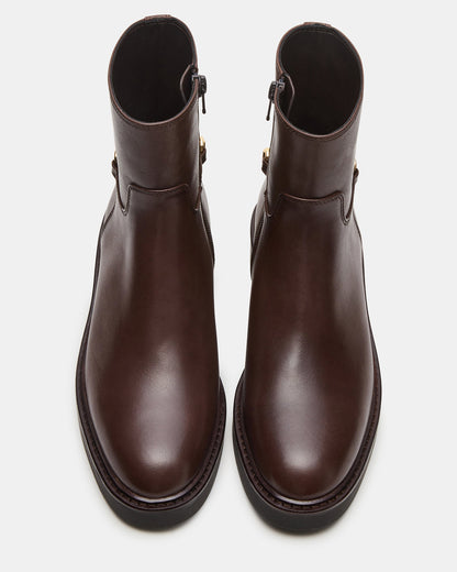 DIABLO Brown Leather Women's Ankle Boot | Steve Madden
