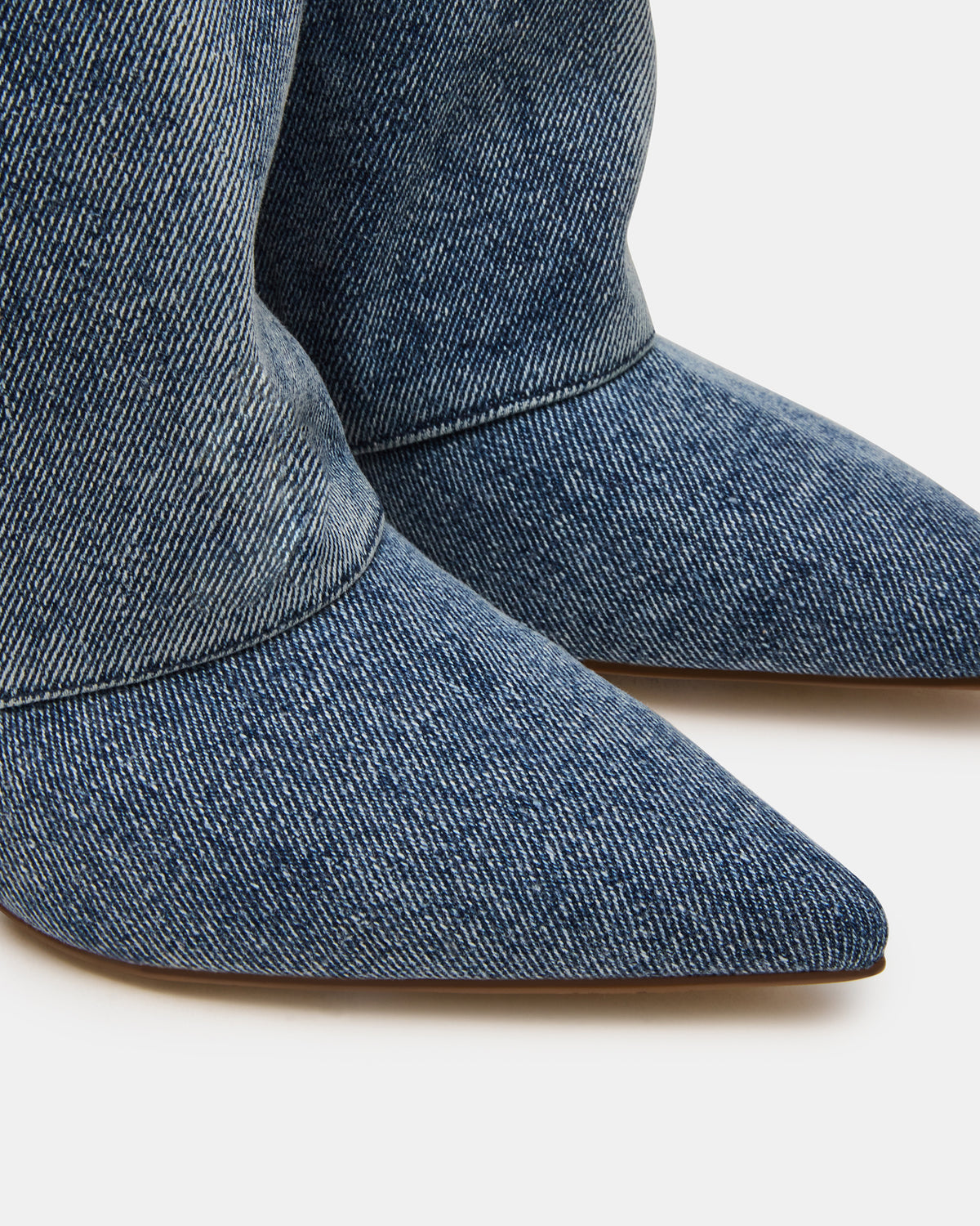 LUCA Denim Fabric Pointed-Toe Cuffed Kitten Heel Women's Boot | Steve Madden