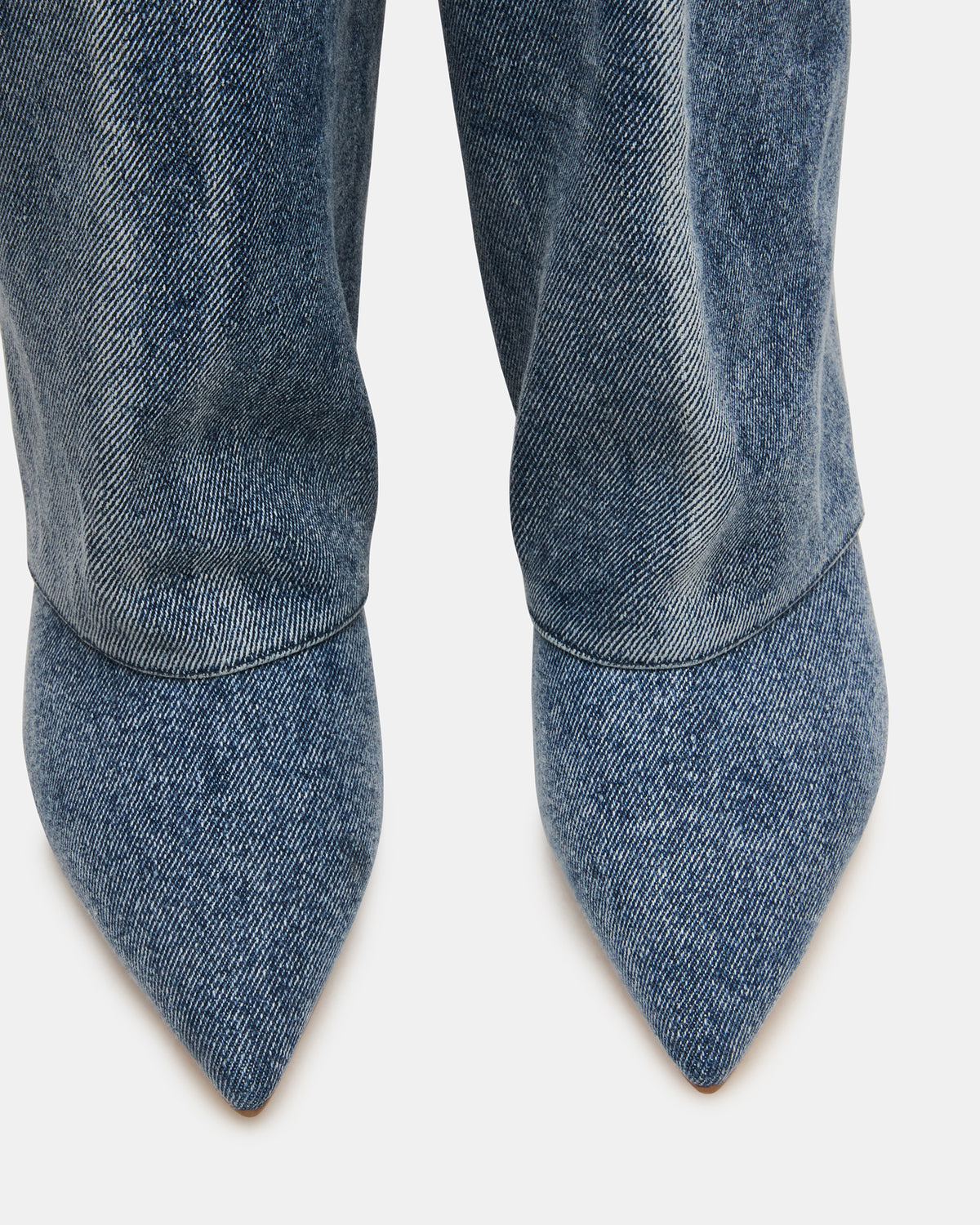 LUCA Denim Fabric Pointed-Toe Cuffed Kitten Heel Women's Boot | Steve Madden